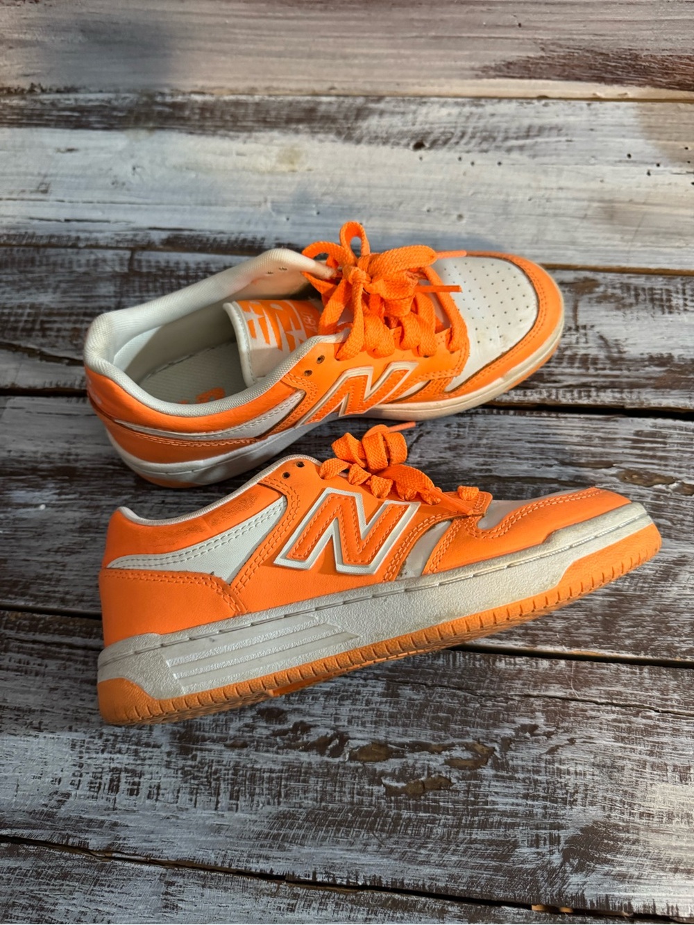 New Balance Orange & White Low-Top Sneakers